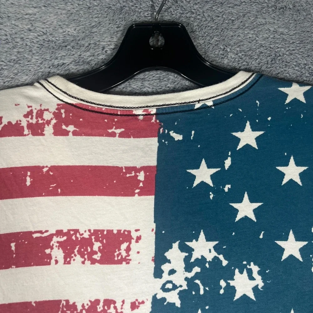 True Religion Mens American Flag Buddha Brand T-Shirt‎ XL Stars Stripes